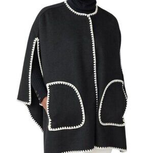 J.Mclaughlin Sabrina Wool-Blend Poncho, Black